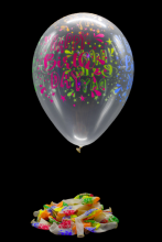 25 ballons ovales motif happy birthday fluo Ø30 cm