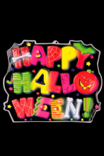 Tableau Fluo 3D Happy Halloween - 45 x 53 cm