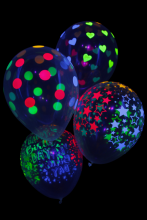 25 ballons ovales motif étoiles fluo Ø30 cm