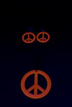 Collier et boucles d'oreilles fluo orange Peace and Love