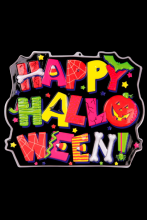 Tableau Fluo 3D Happy Halloween - 45 x 53 cm