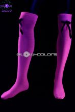 Chaussettes Roses fluo longues avec petit noeud noir