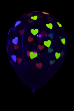 25 ballons ovales motif coeur fluo Ø30 cm