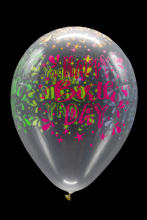 25 ballons ovales motif happy birthday fluo 30 cm